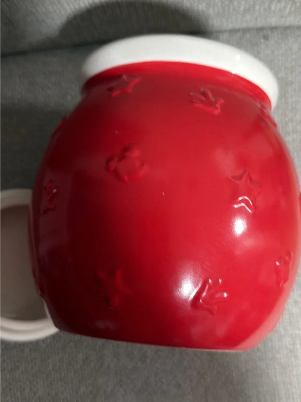 Vintage Disney Red Mickey & Minnie Ceramic Cookie Jar with White Lid